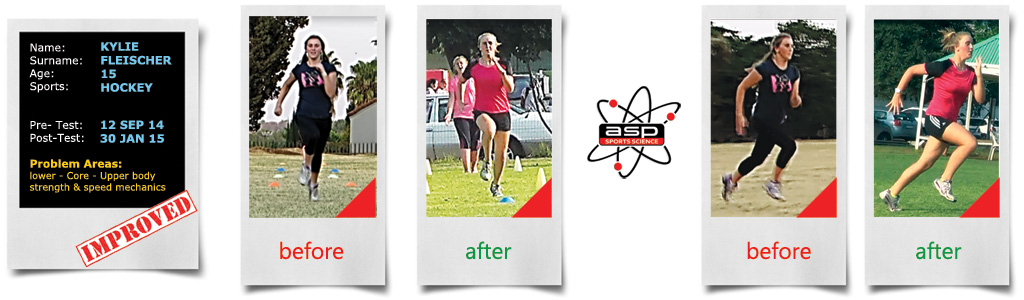 Hockey - Kylie Fleischer Sports Science Fitness Assessment - before and after