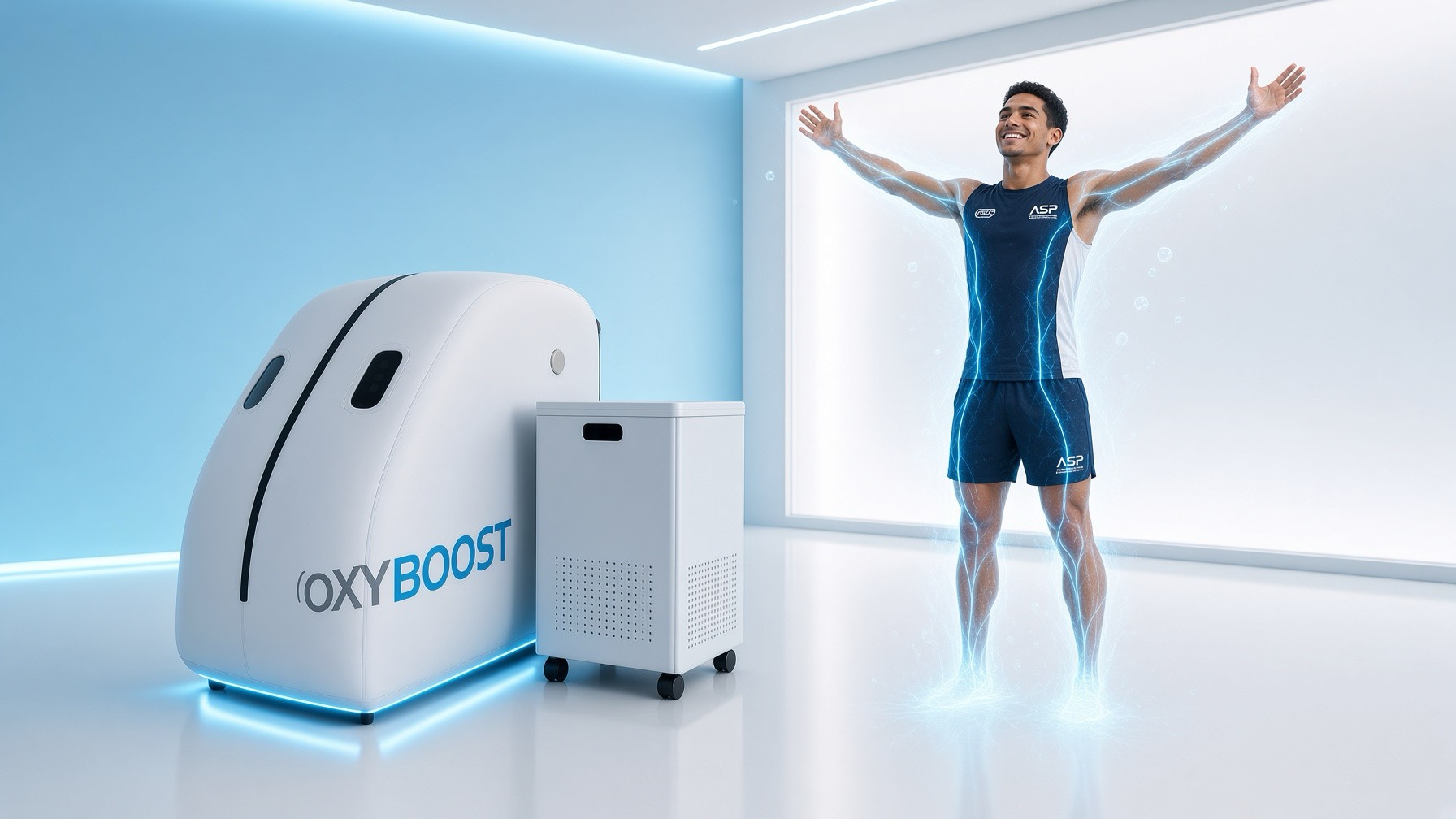 Athlete in the ASP Recovery Lounge after oxygen therapy