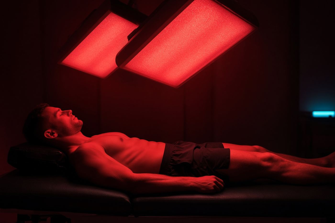 Red-light therapy panels in the ASP Recovery Lounge