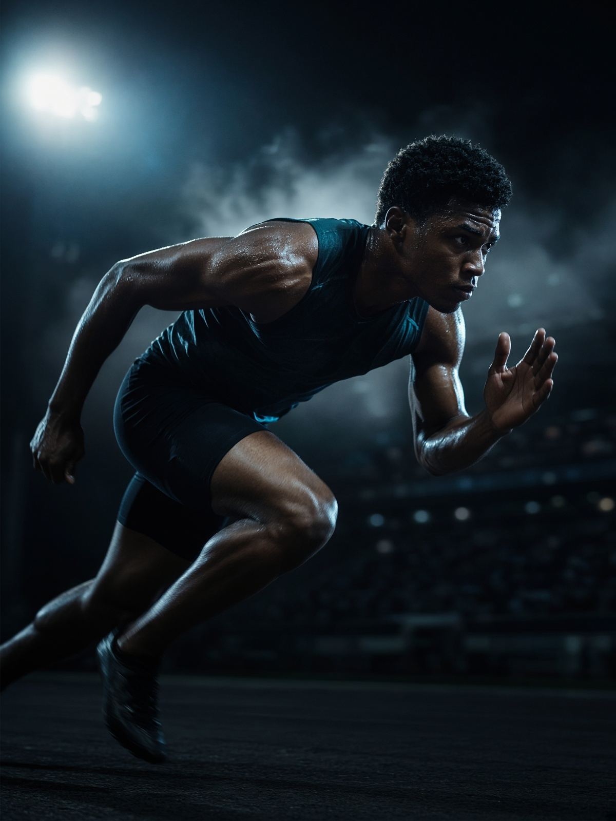 Athlete at full sprint in a performance session