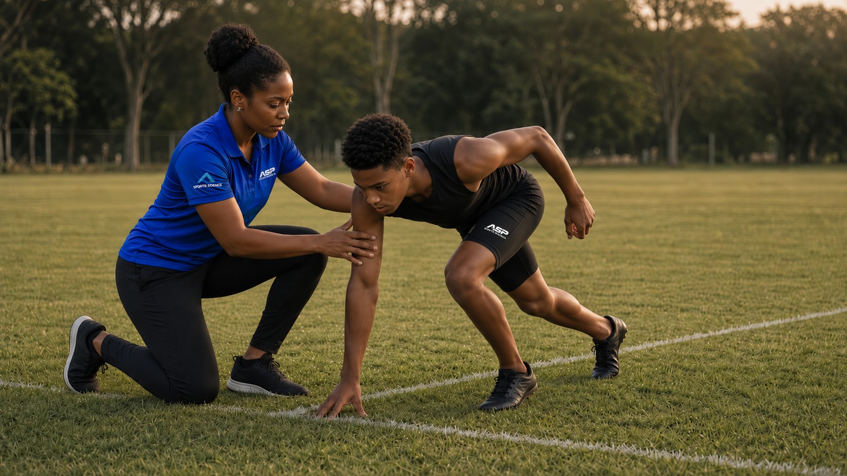 ASP coach working with a young athlete on movement and technique