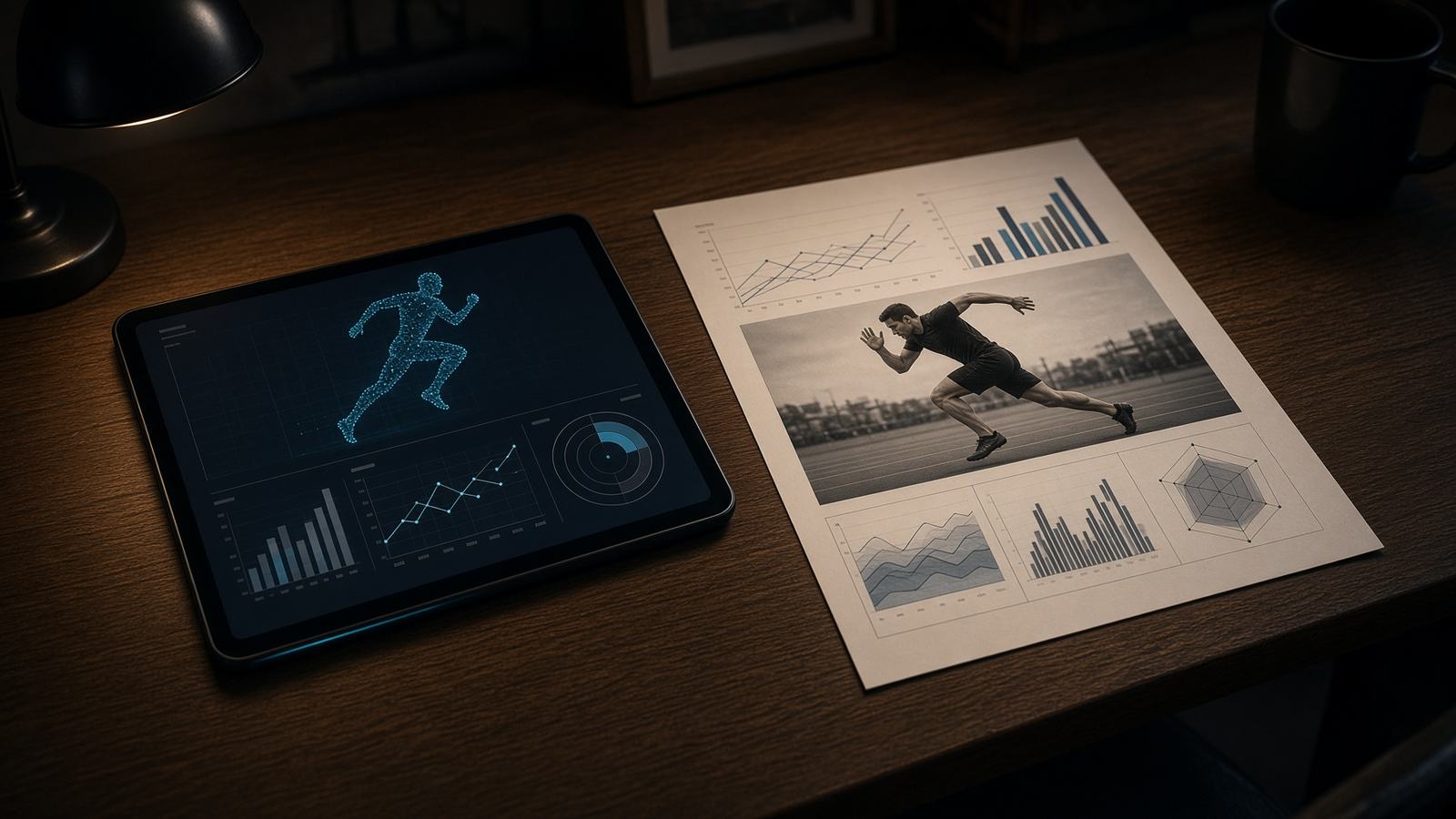 Sports science report and tablet on a desk at Wanderers